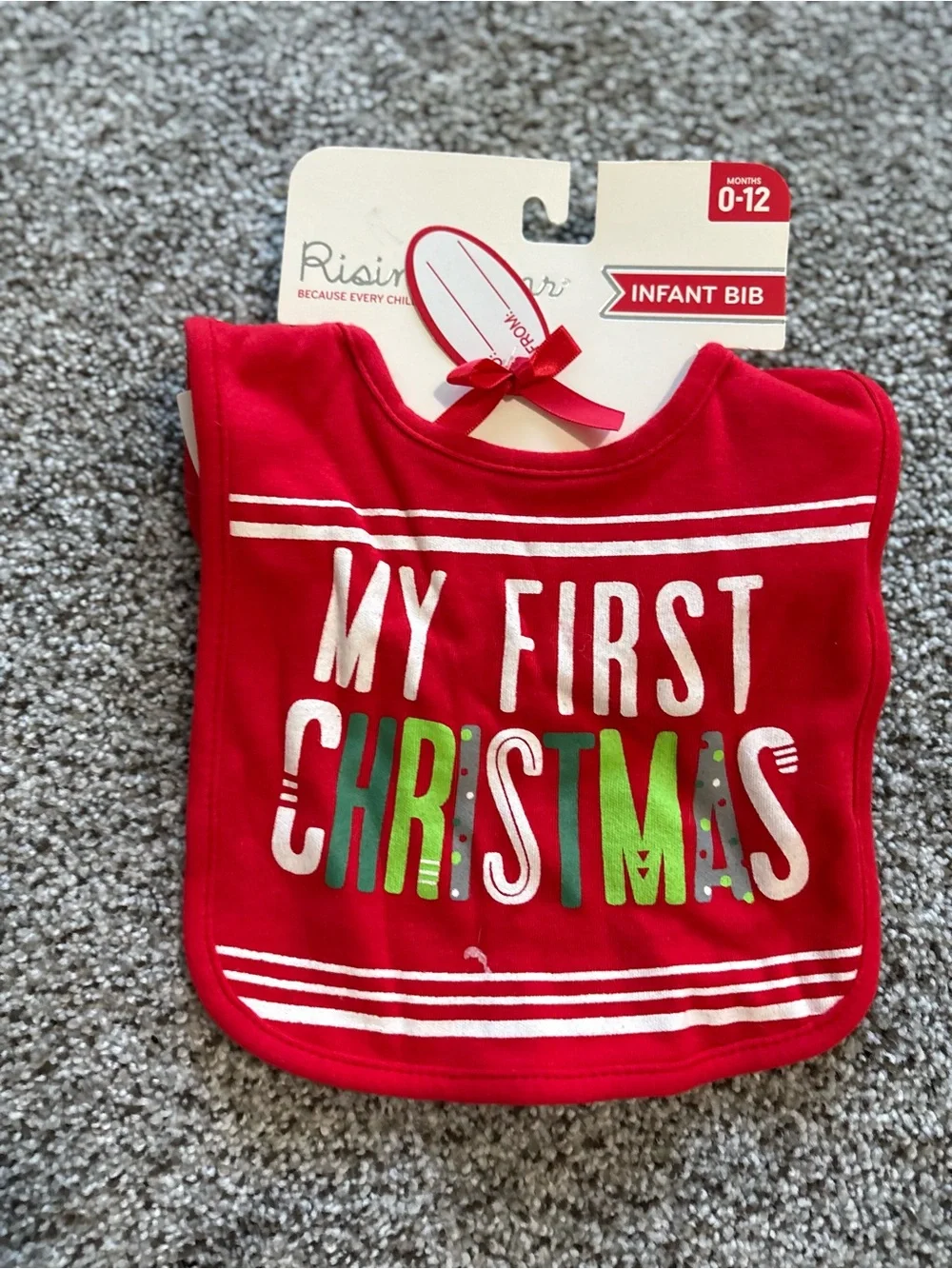 My First Christmas Baby Bib & Hat Set - Red
